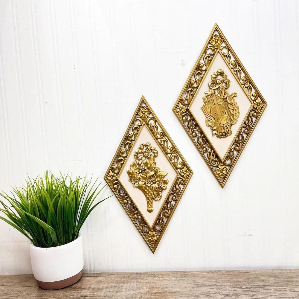 Faux Brass Gold‎ Wall Hanging Set of 2 - Burwood Interior Decor